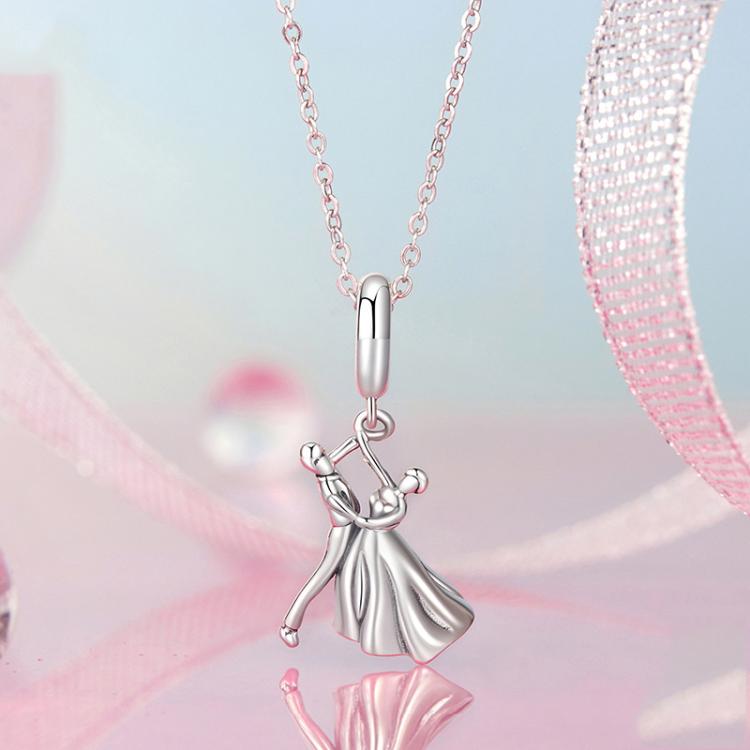 S925 Sterling Silver Oxidized Couple Dancing Pendant