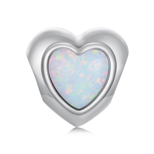 S925 Sterling Silver Fantasy Opal Love Beads