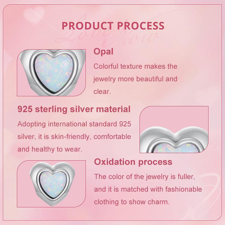 S925 Sterling Silver Fantasy Opal Love Beads