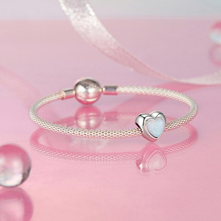 S925 Sterling Silver Fantasy Opal Love Beads