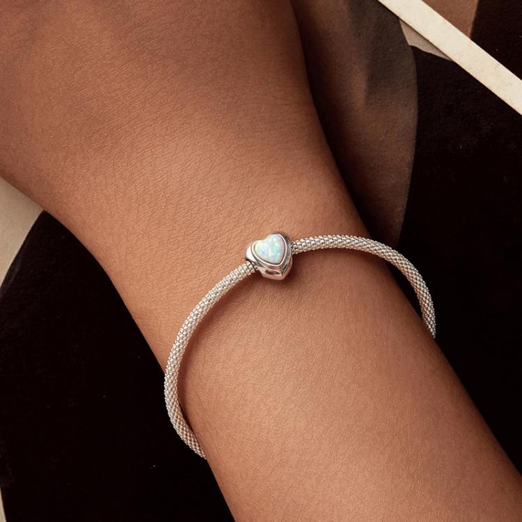 S925 Sterling Silver Fantasy Opal Love Beads