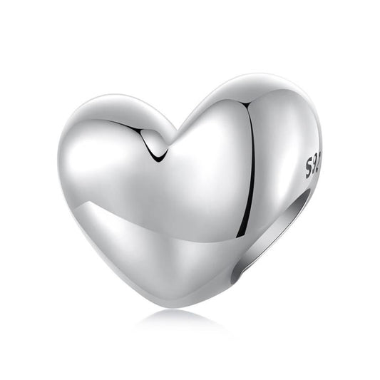 S925 Sterling Silver Glossy Heart Bracelet Beads
