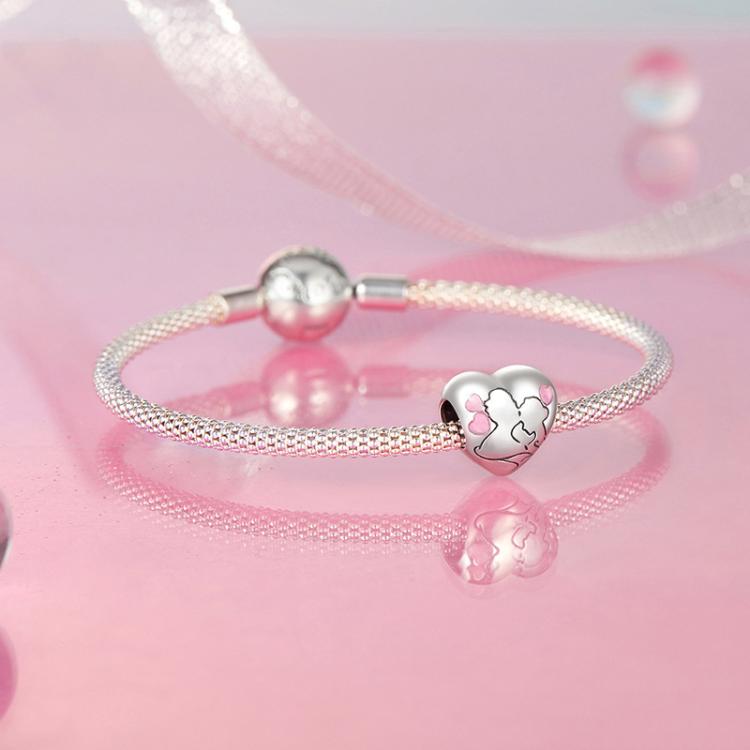 S925 Sterling Silver Oil Drop Couple Kiss Love Beads