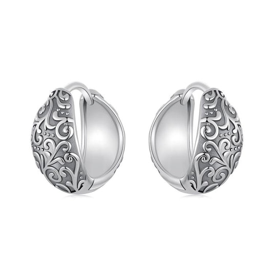 S925 Sterling Silver Oxidized Pattern Earrings