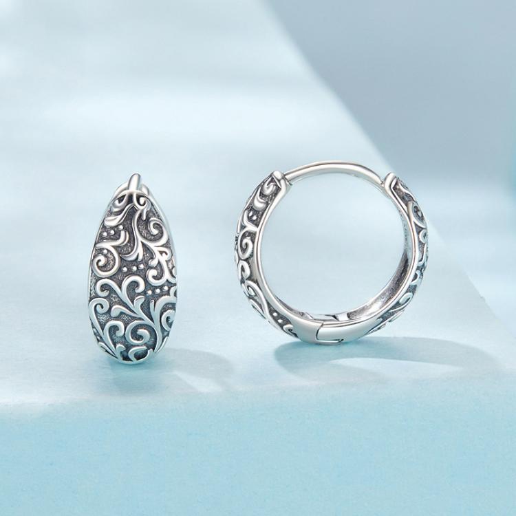 S925 Sterling Silver Oxidized Pattern Earrings