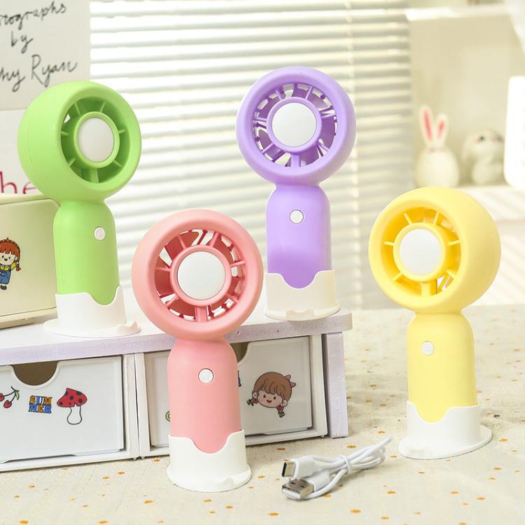 Handheld Rechargeable Fan Outdoor Camping Cooling Fan With Phone Holder Base