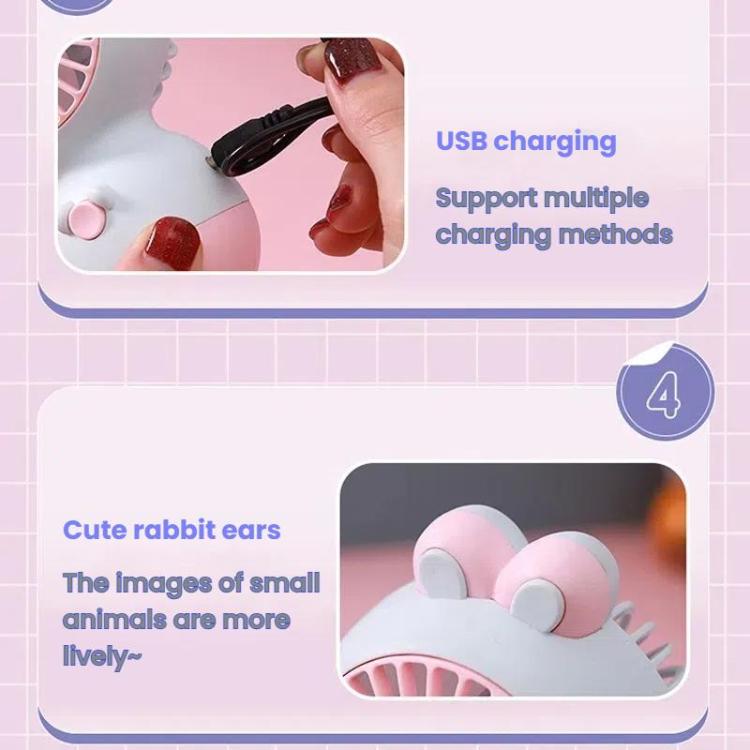 Cute Cartoon Rabbit Desktop Fan Children Summer Cool Gifts Handheld Rechargeable Fan