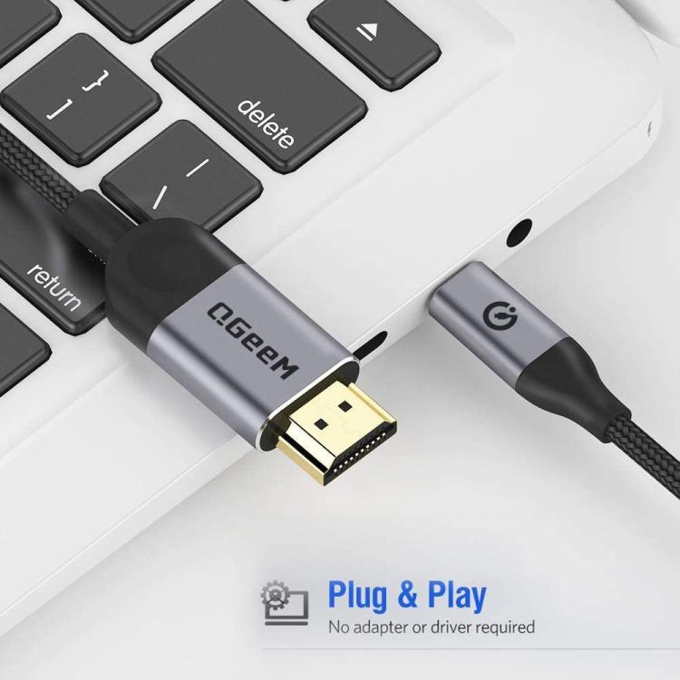 QGeeM USB-C/Type-C To HDMI Cable 4K 30Hz For Screen Mirroring & Extended Display