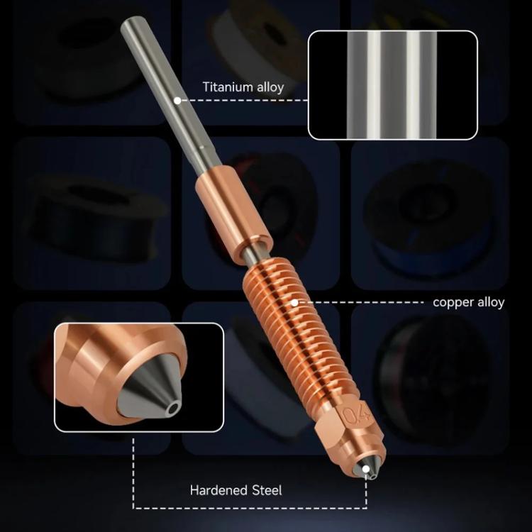 All-in-One Chrome Zirconium Copper Nozzle for Creality Ender-3 V3/K1C/K1 Max 3D Printers, 1.75/0.2mm, 1.75/0.4mm, 1.75/0.6mm, 1.75/0.8mm, 1.75/1.0mm