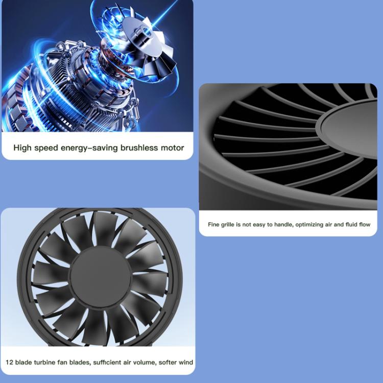 Solar Powered Handheld & Desk Fan with 5-Speed Turbo 12 Blades USB Type-C Fast Charging