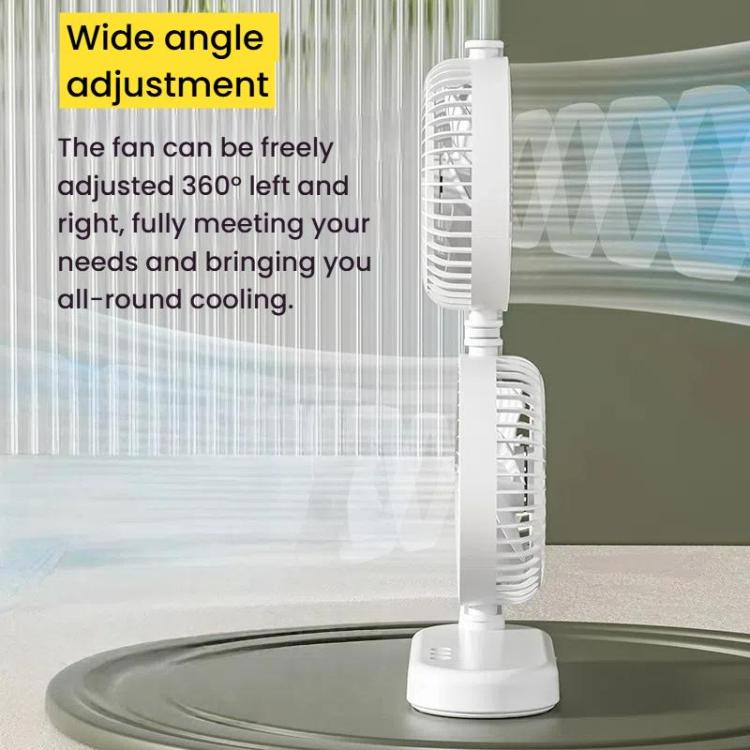Dual Head Desk Fan 360-Degree Adjustable Oscillating Air Circulator 3-Speed Portable Cooling Fan