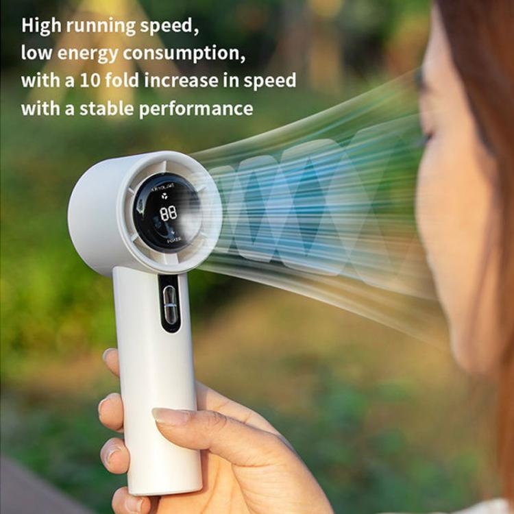 100-gear High Speed Handheld Fan Bladeless Mini Digital Display Small Fan, 1200mAh