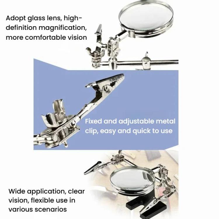 60mm Magnifying Glass With Auxiliary Clamp Soldering Iron Repair Circuit Board Desktop Magnifying Glass
