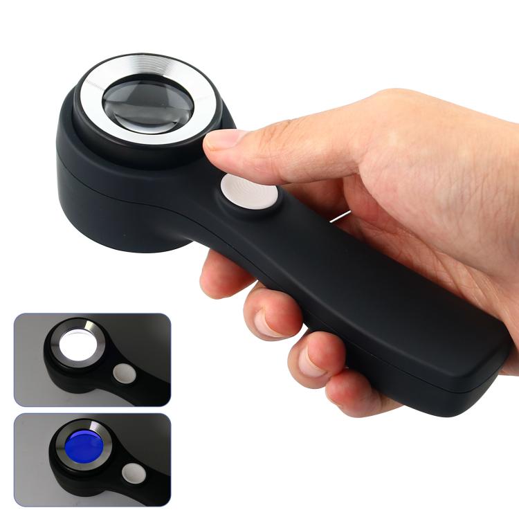 Alloy Handheld 60x USB Charging Touch Switch LED Light Optical Glass Magnifier