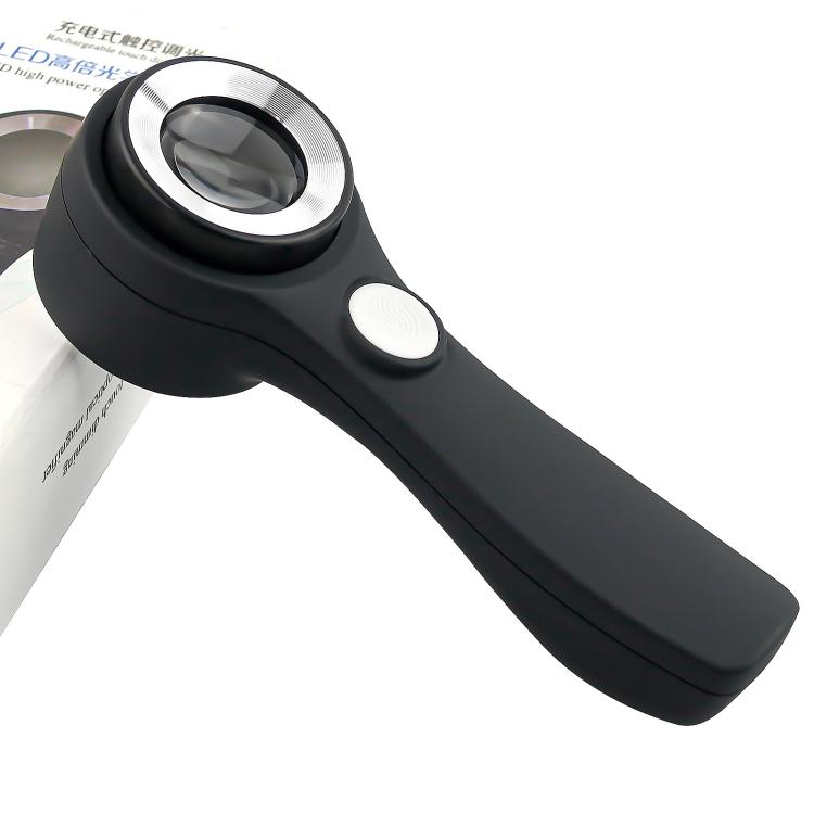 Alloy Handheld 60x USB Charging Touch Switch LED Light Optical Glass Magnifier
