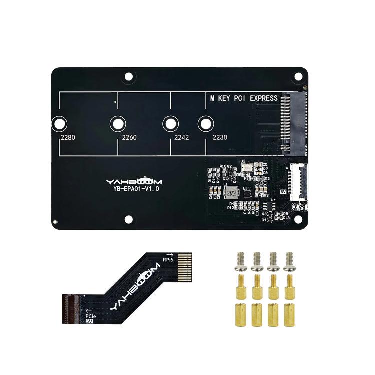 Yahboom PCIe To M.2 Adapter Expansion Board For Raspberry Pi 5 NVMe Expansion Board, Separate Board, Board + 256G SSD