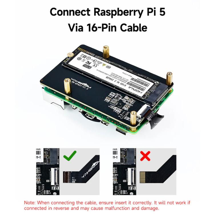 Yahboom PCIe To M.2 Adapter Expansion Board For Raspberry Pi 5 NVMe Expansion Board, Separate Board, Board + 256G SSD
