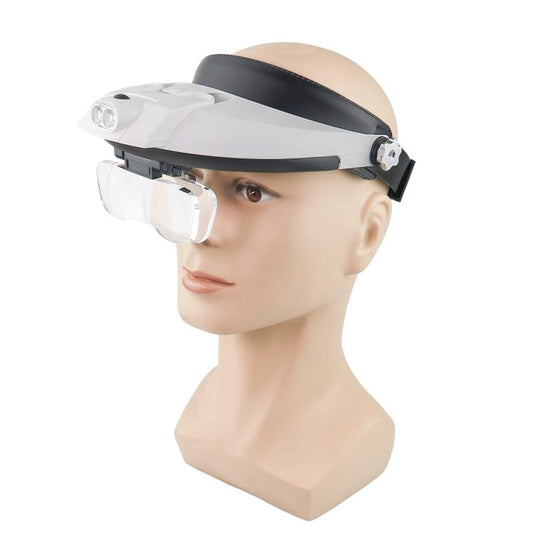 Dual LED Light Elderly Reading Head-Mounted Magnifying Glass With Replaceable Lenses For Repairing Presbyopic Glasses