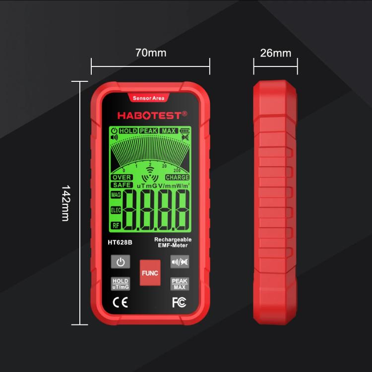 HABOTEST HT628B Multi-Field EMF Meter Rechargeable Electromagnetic Radiation Tester, HT628B