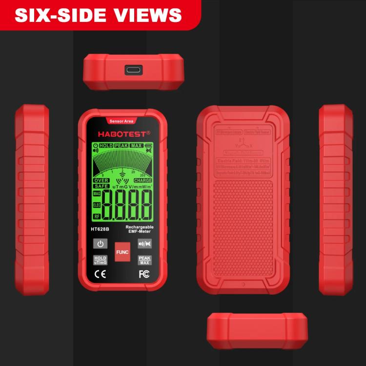 HABOTEST HT628B Multi-Field EMF Meter Rechargeable Electromagnetic Radiation Tester, HT628B