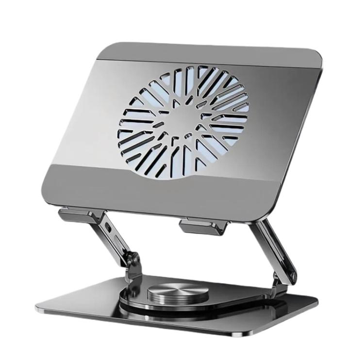360 Rotating Laptop Stand Foldable Metal Desk Holder For 17.3 Inch Laptops Tablets, Standard Gray, With Magnetic Cooling Fan Gray, With Magnetic Cooling Fan Silver, With RGB Cooling Fan Gray, With RGB Cooling Fan Silver