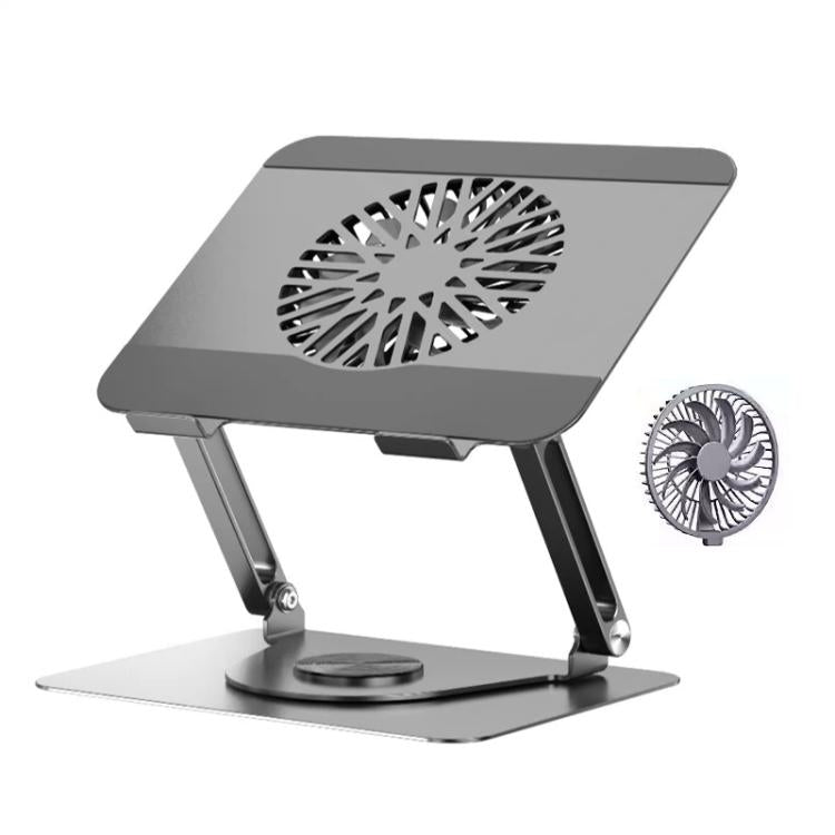 360 Rotating Laptop Stand Foldable Metal Desk Holder For 17.3 Inch Laptops Tablets, Standard Gray, With Magnetic Cooling Fan Gray, With Magnetic Cooling Fan Silver, With RGB Cooling Fan Gray, With RGB Cooling Fan Silver