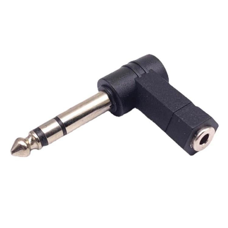 6.35mm To 3.5mm Plug 90 Degree Headphone Microphone Audio Adapter