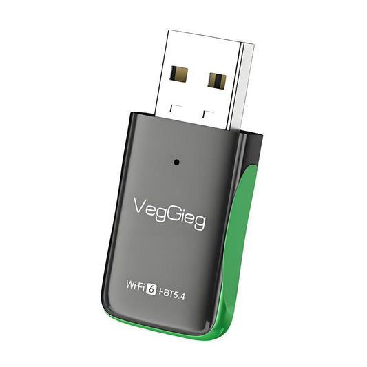 VegGieg 1100Mbps 2-in-1 WiFi 6 Bluetooth 5.4 USB Adapter Gigabit 5G Wireless Network Card for PC/Laptop