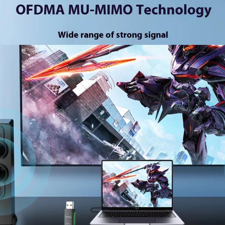 VegGieg 1100Mbps 2-in-1 WiFi 6 Bluetooth 5.4 USB Adapter Gigabit 5G Wireless Network Card for PC/Laptop