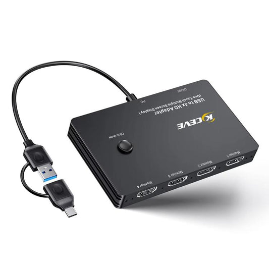 USB / Type-C To 4 HDMI Port Adapter KVM Switch