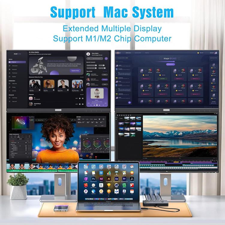 USB / Type-C To 4 HDMI Port Adapter KVM Switch