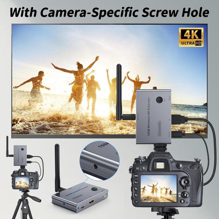 2 In 1 4K 30Hz Wireless HDMI Extender 100m Point To Point HD Video Transmitter, Transmitter+Receiver, 100m