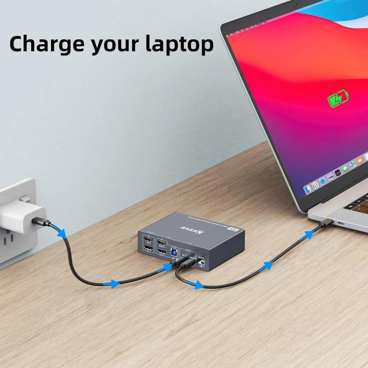 KVEVE KC-KVM202CH USB 3.0 Dual Monitor 4K 60Hz KVM Switch