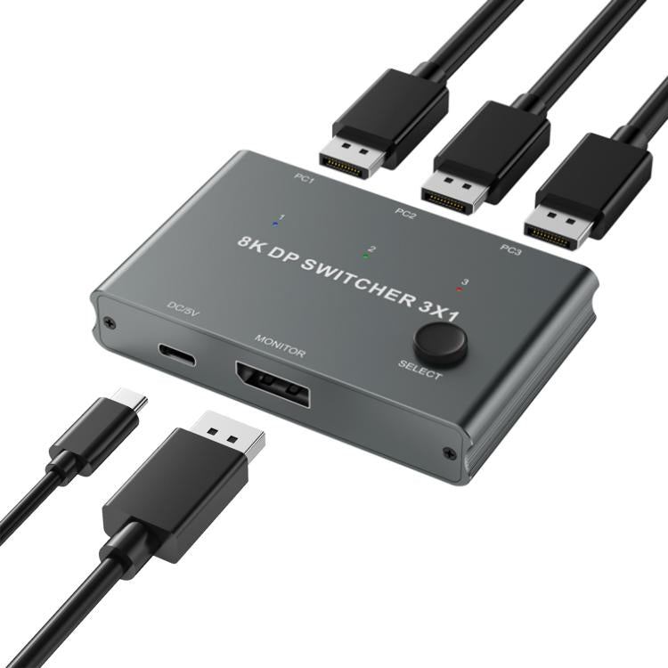 DisplayPort Switch 8K 30Hz HD Splitter For Computer Screen