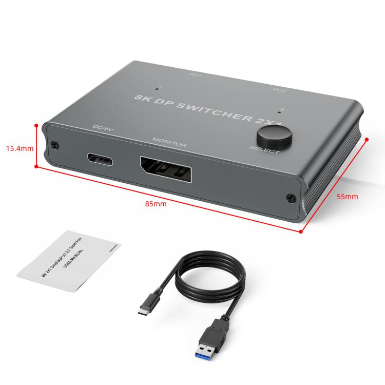 DisplayPort Switch 8K 30Hz HD Splitter For Computer Screen