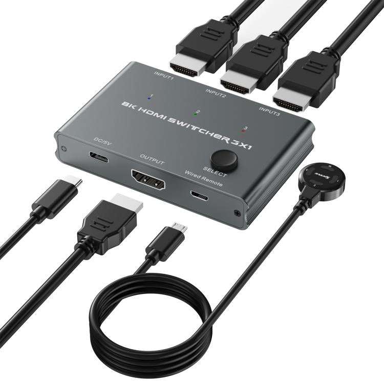 3 In 1 Out HDMI Switch 8K 60Hz / 4K 120Hz Computer HD Conversion