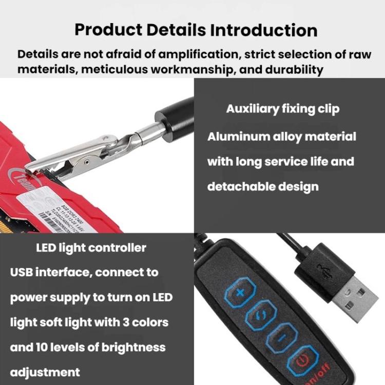 10X 72LEDs Optical Magnifying Glass Hose Type Mobile Phone Holder