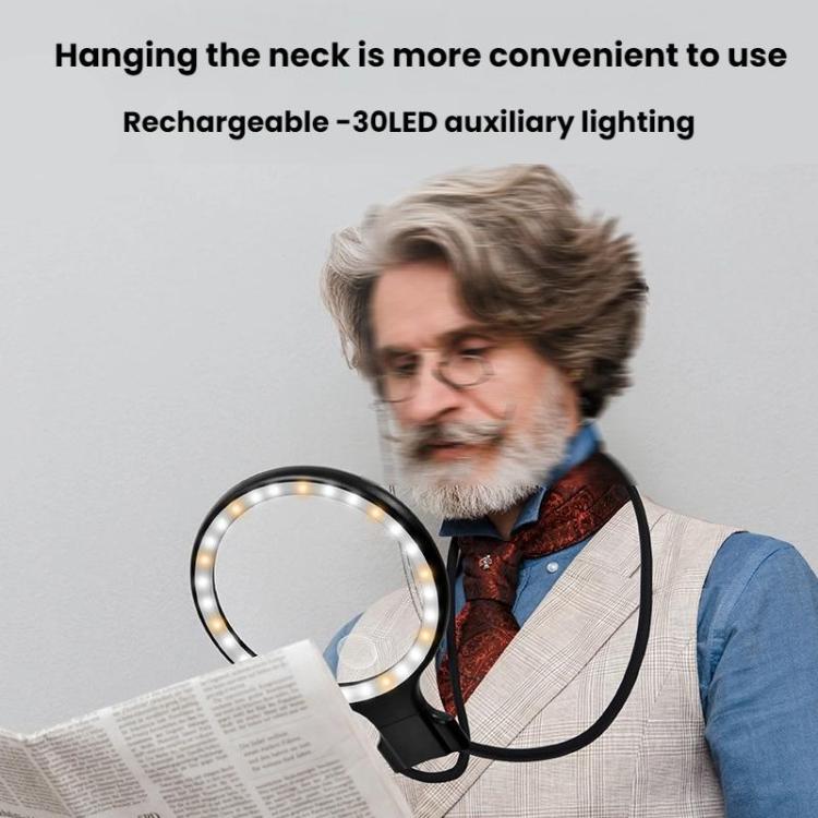 5/10X 30 LEDs Magnifying Glass USB Charging Neck Worn Handheld For Reading Maintenance