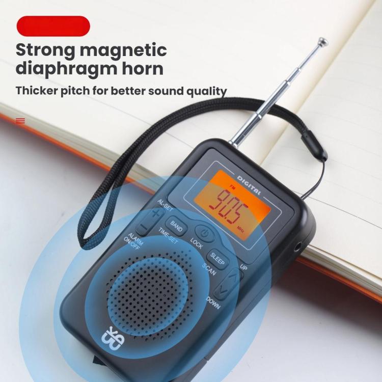 Portable FM/AM Clock-Controlled Stereo Pocket Radio Player, For EU, For US