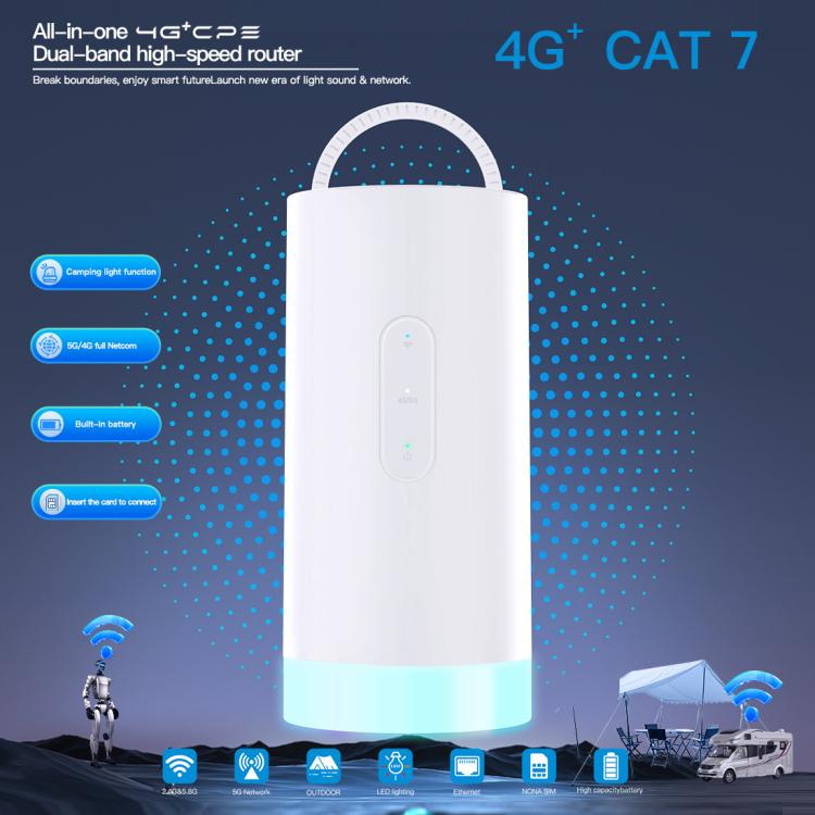 CAF902 4G CPE CAT7 SIM Card Router Colorful Camping Light Outdoor LTE Portable WiFi Hotspot, EU Plug