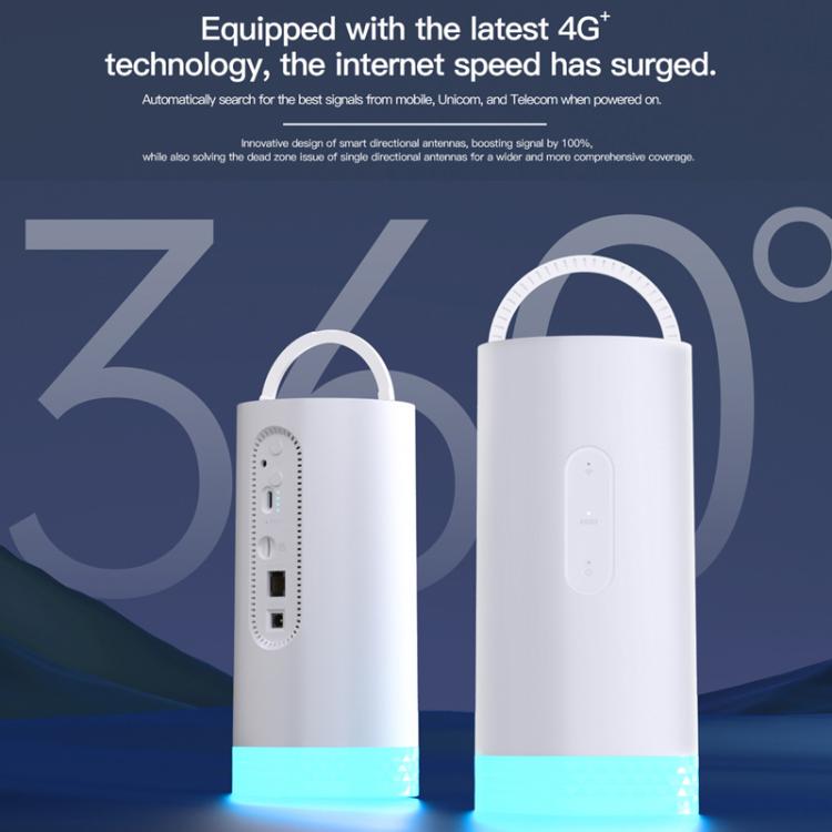 CAF902 4G CPE CAT7 SIM Card Router Colorful Camping Light Outdoor LTE Portable WiFi Hotspot, EU Plug