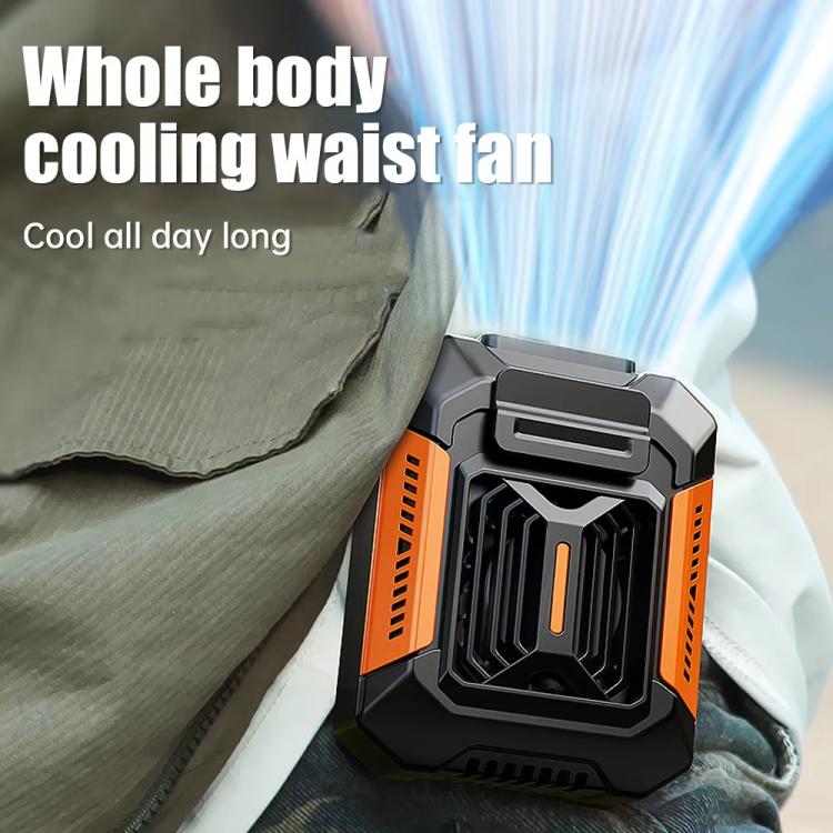 F66 Rechargeable Waist-Mounted Clip Fan With 3-Speed Settings & LED Flashlight Hands-Free Cooling For Construction, Outdoor Work, Hiking