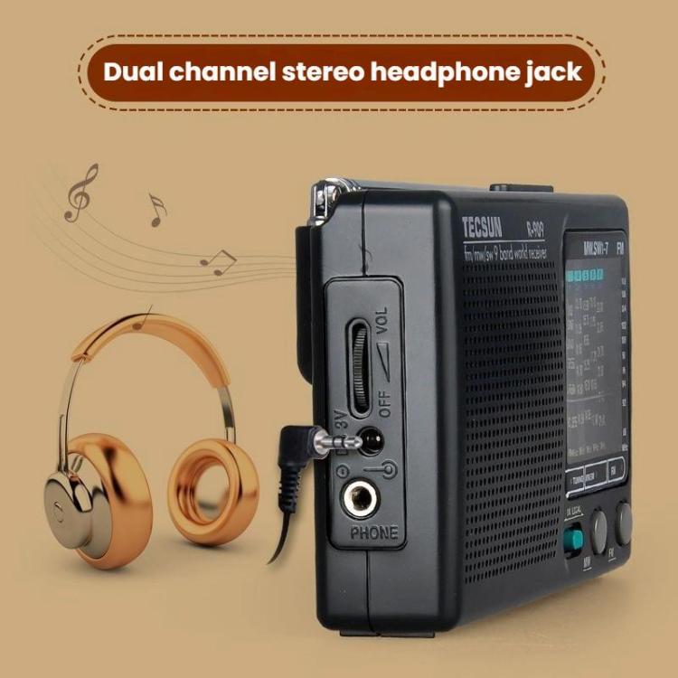 TECSUN R-909 AM FM SW 9-Band Pocket Mini Portable Radio, R-909