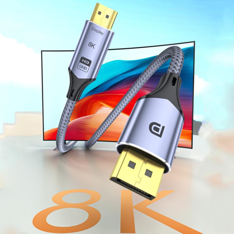 DP To HDMI 8K 60HZ HD Conversion Cable TV Computer Connection Conversion Monitor Projection Cable, 1m, 2m