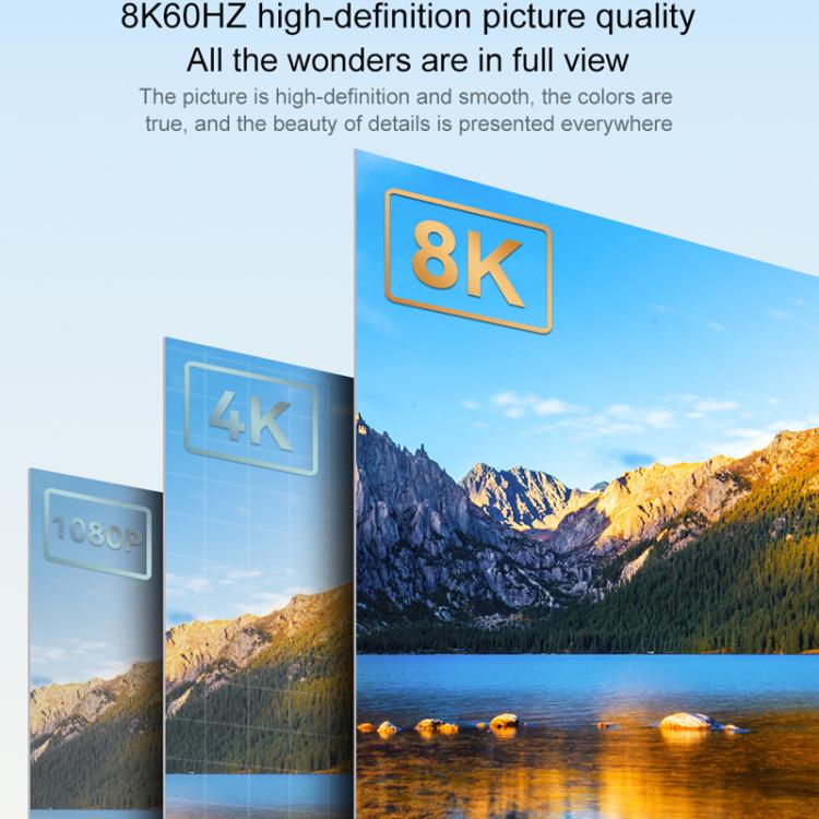 DP To HDMI 8K 60HZ HD Conversion Cable TV Computer Connection Conversion Monitor Projection Cable, 1m, 2m