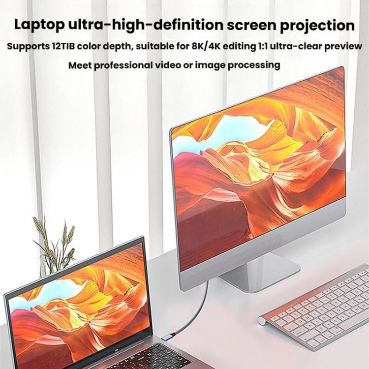 Type-C To DP1.4 8K 60Hz HD Unidirectional Adapter Cable Computer Gaming Console Monitor Mobile Phone Video Connection Cable, 1m, 2m