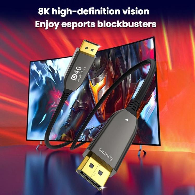 DP2.1 Male To Male 8K 60Hz HD Fiber Optic Cable For TV Computer Monitors Projectors, 10M, 15M, 20M, 25M, 30M, 40M, 50M
