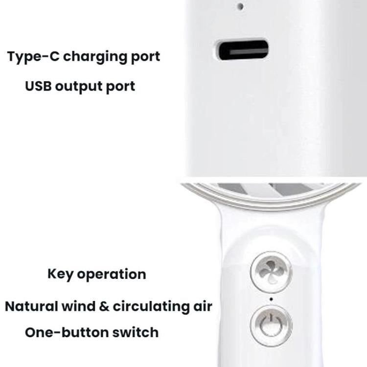 WT25 Handheld Fan With Lanyard Clip USB Desktop Silent Rechargeable Fan