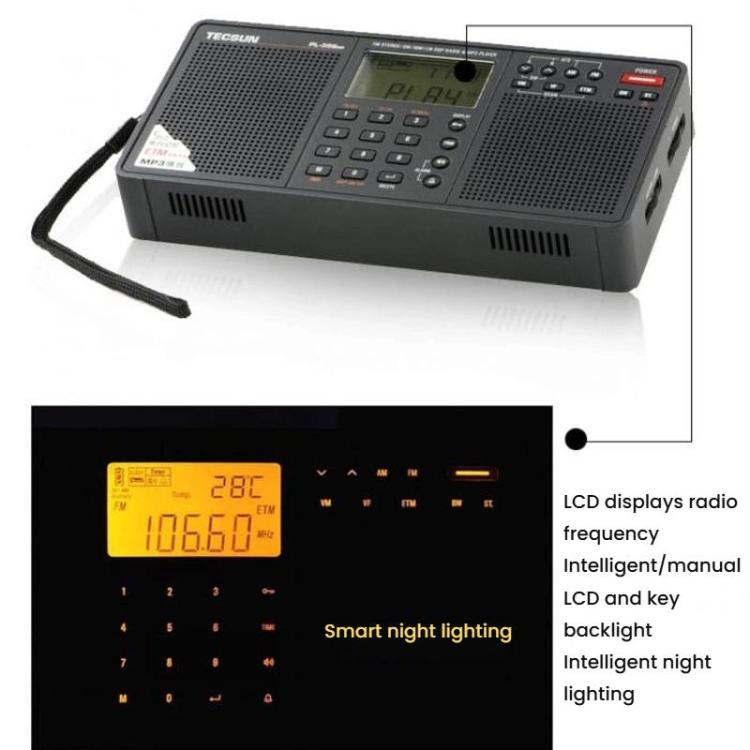 TECSUN PL-398MP Stereo Portable Full-Band Digital Tuning Radio Support SD Card Playback