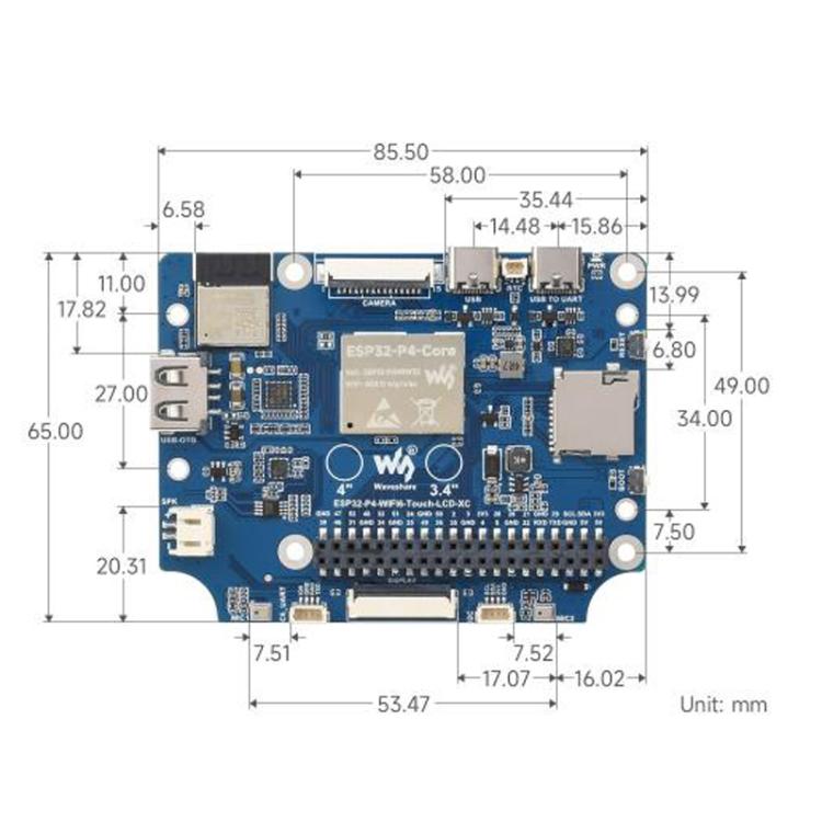 WAVESHARE 31523 ESP32-P4 Touch Circular LCD Screen Development Board, 3.4 inch, 4 inch